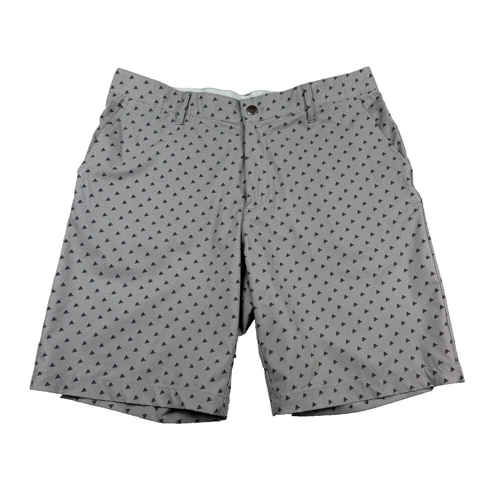 Adidas Mens Ultimate 365 Golf Shorts 9" Inseam Gray Logo Print Size 34 Stretch